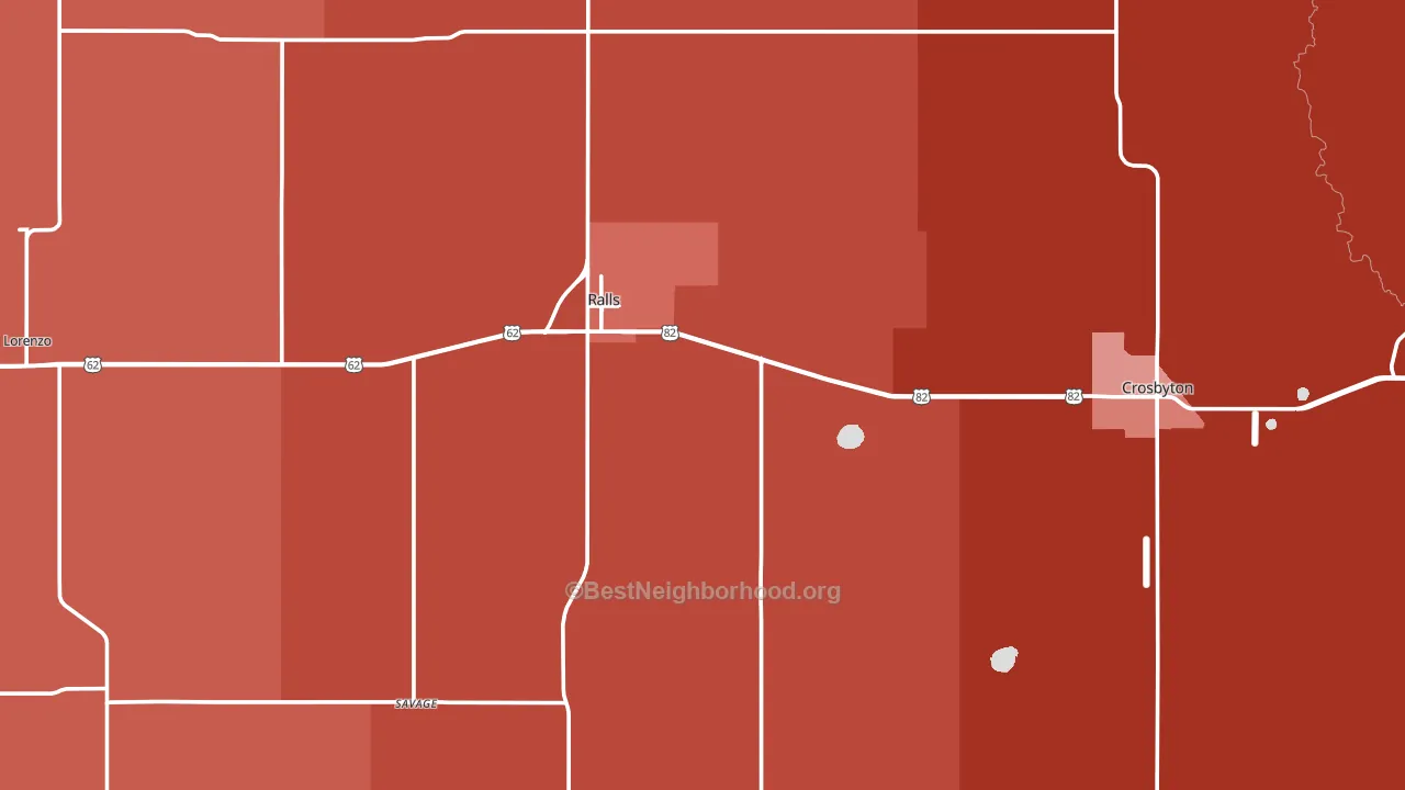 Crosby County, TX block-group political-lean map