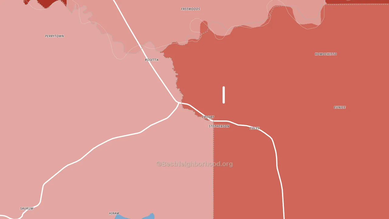 Crosby, MS block-group political-lean map