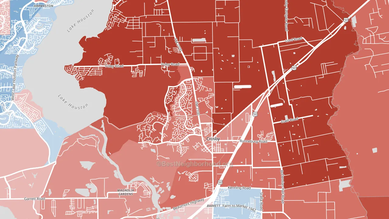 Crosby, TX block-group political-lean map