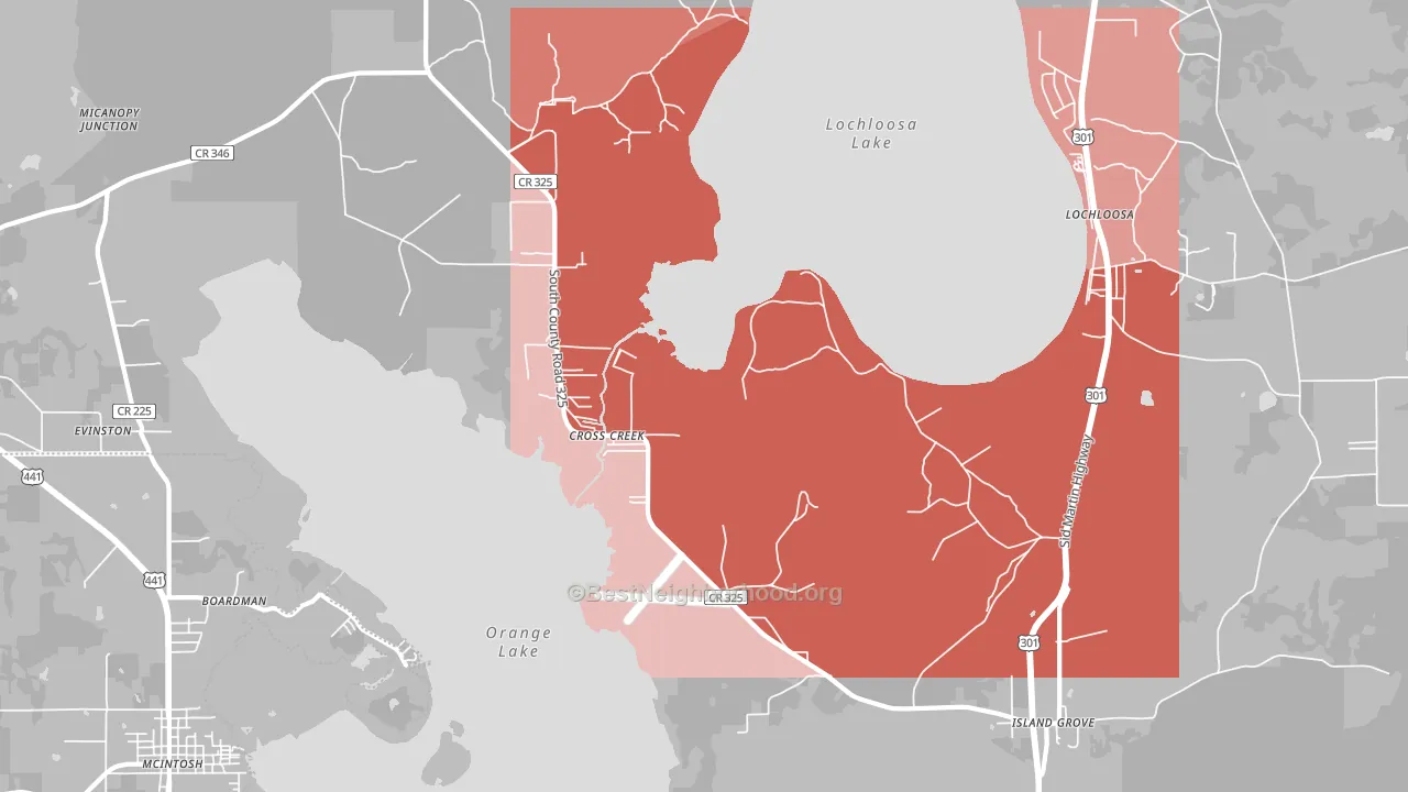 Cross Creek, FL block-group political-lean map