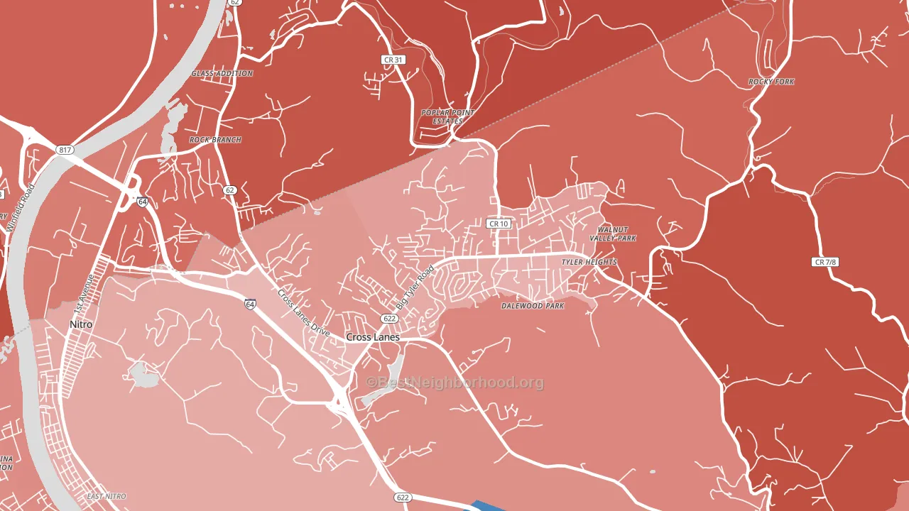 Cross Lanes, WV block-group political-lean map