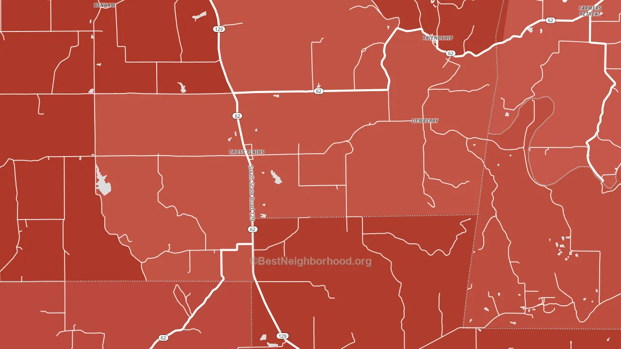 Cross Plains, IN block-group political-lean map