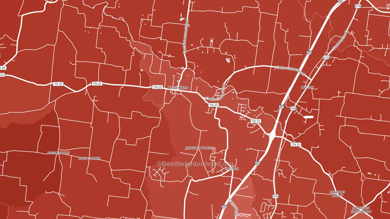 Cross Plains, TN block-group political-lean map