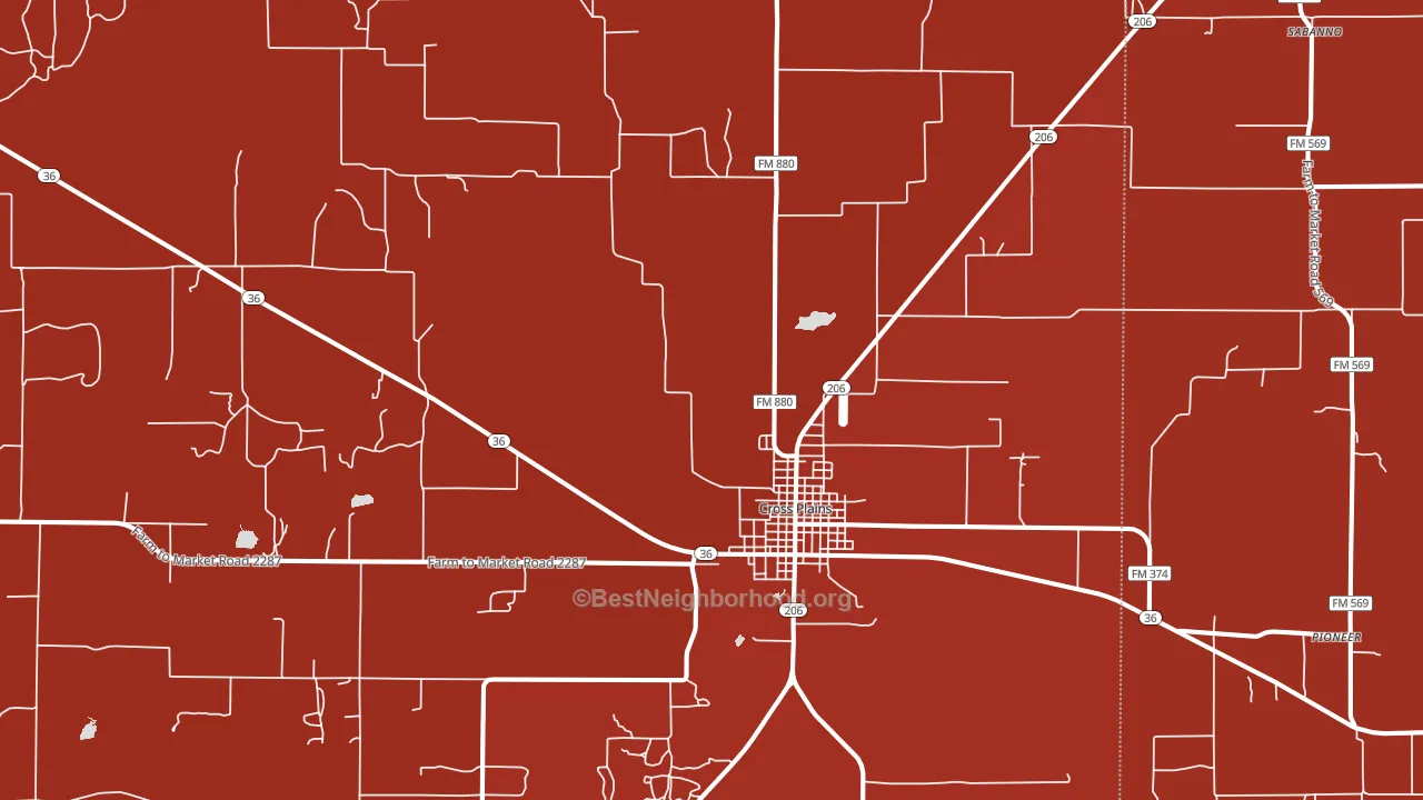 Cross Plains, TX block-group political-lean map