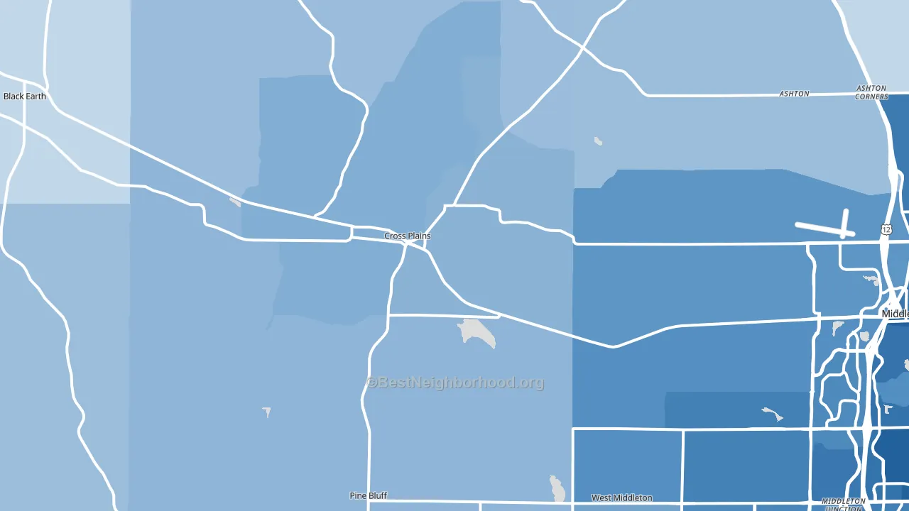Cross Plains, WI block-group political-lean map