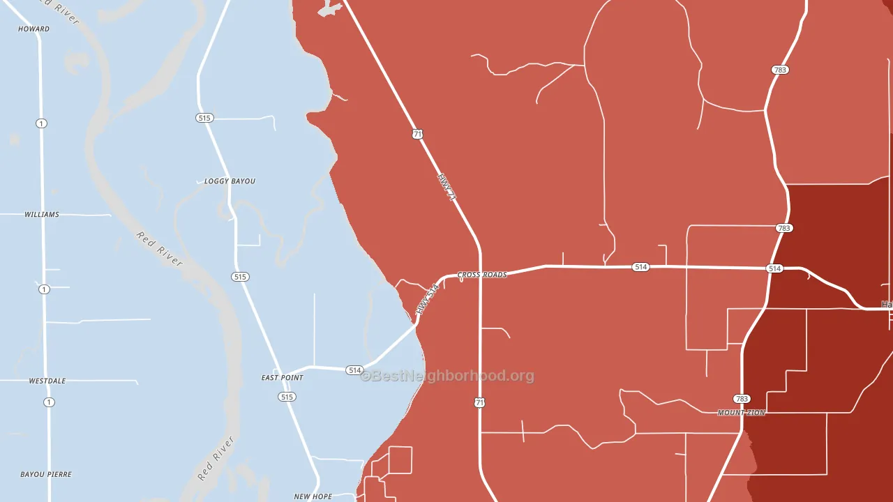 Cross Roads, LA block-group political-lean map