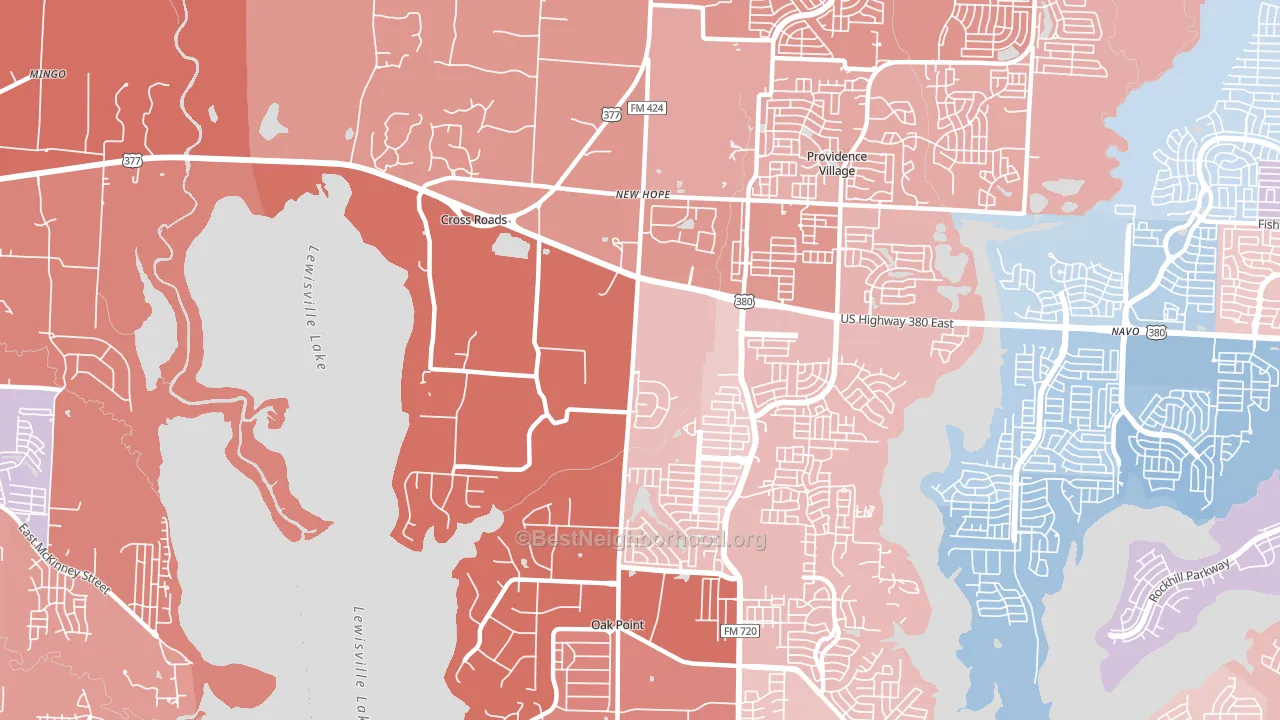 Cross Roads, TX block-group political-lean map