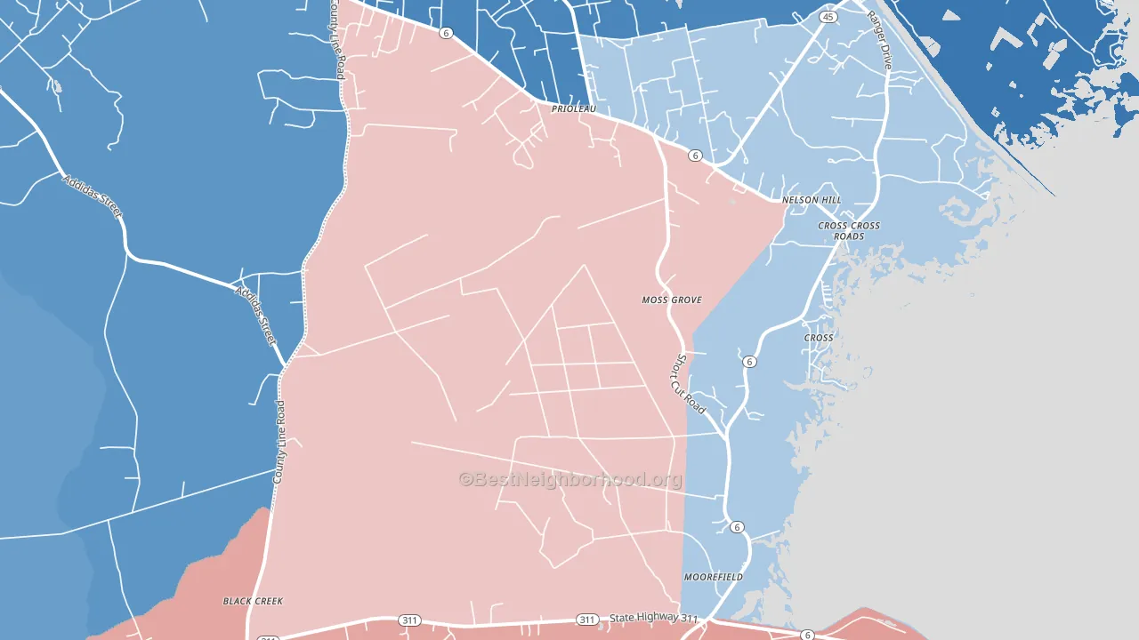 Cross, SC block-group political-lean map