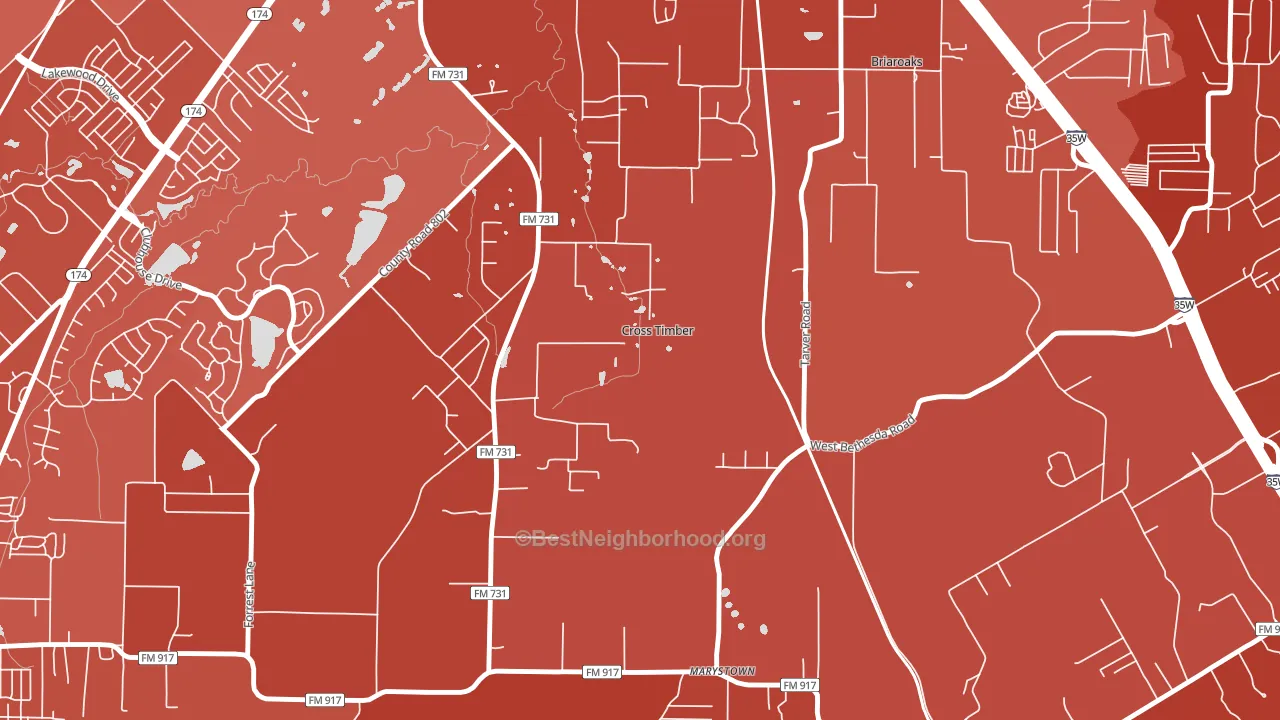 Cross Timber, TX block-group political-lean map