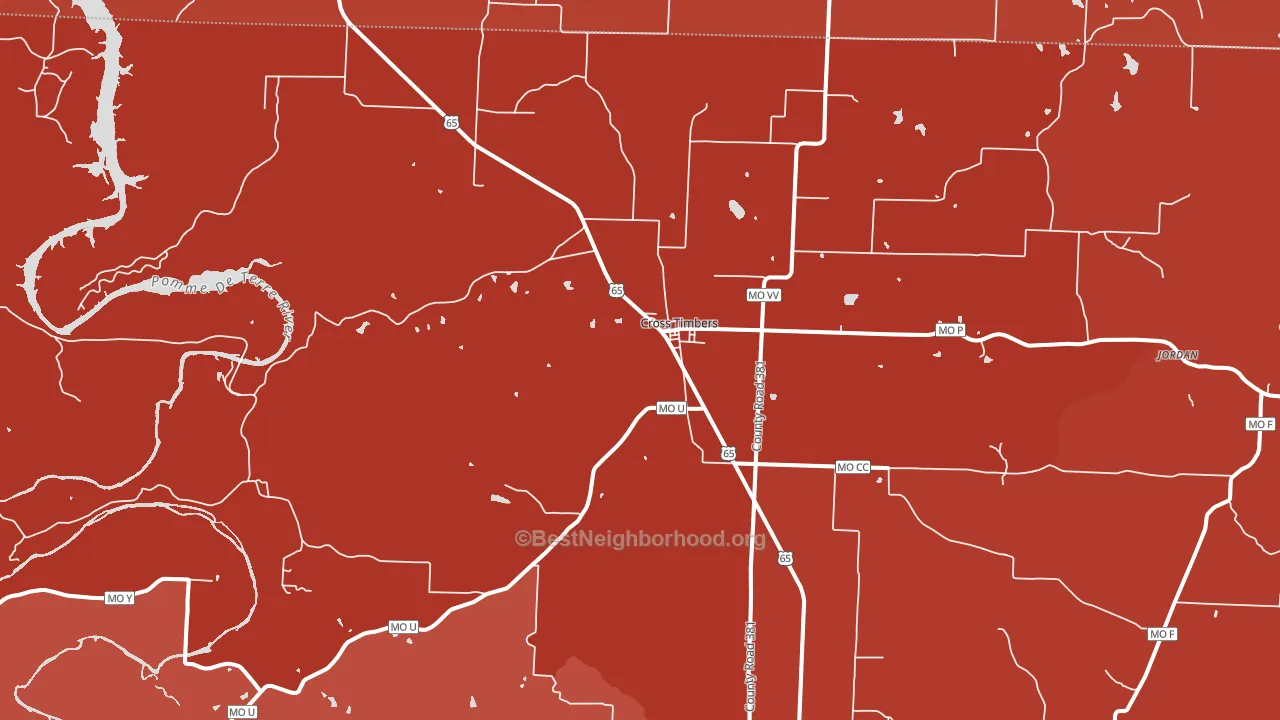 Cross Timbers, MO block-group political-lean map