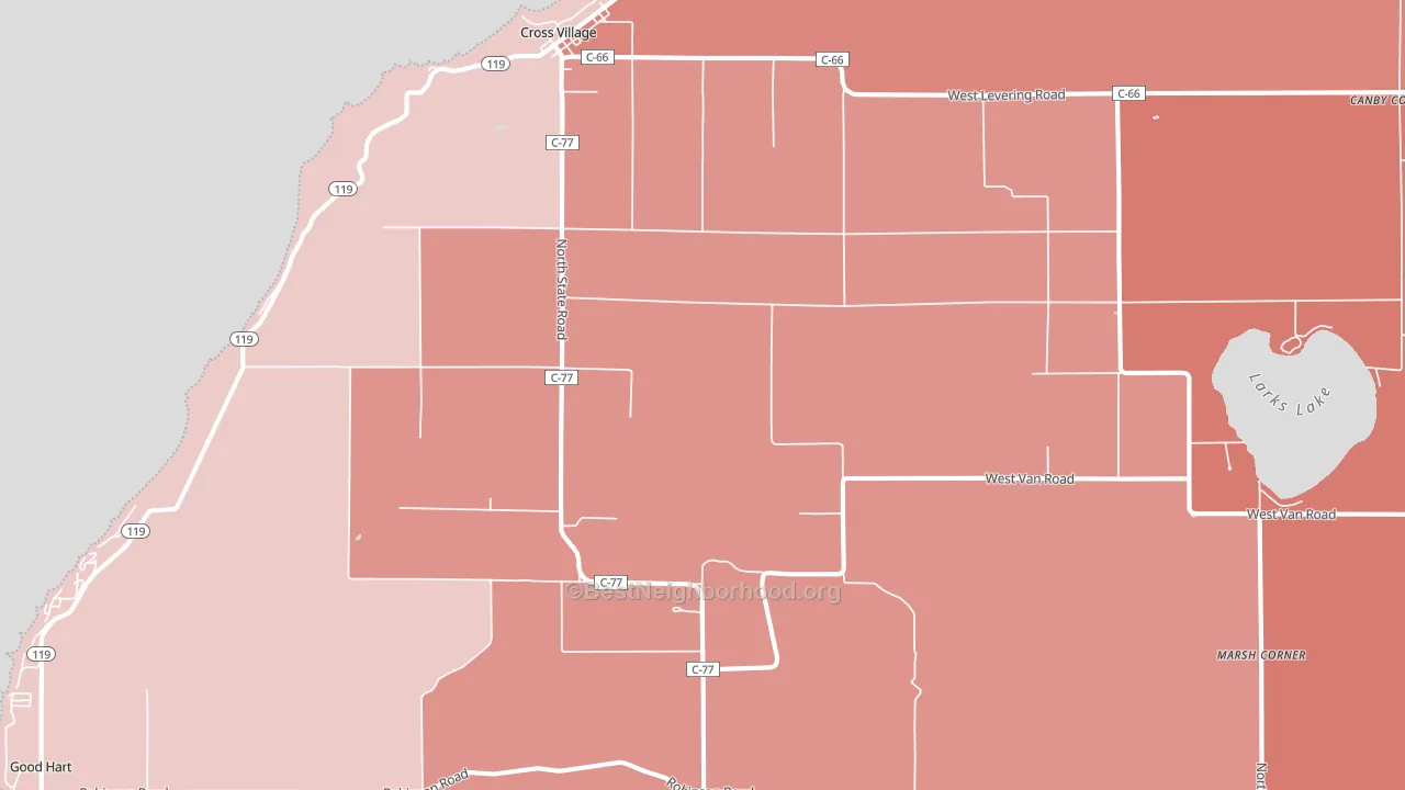 Cross Village, MI block-group political-lean map