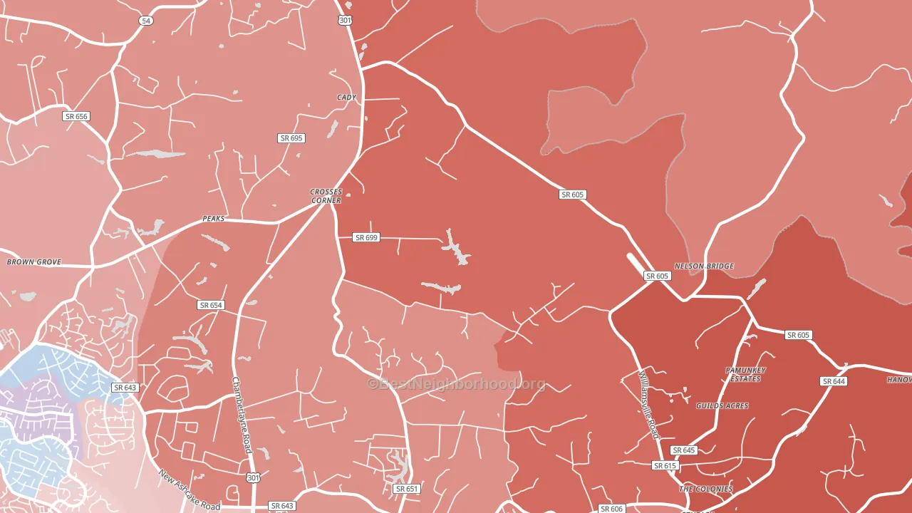 Crosses Corner, VA block-group political-lean map