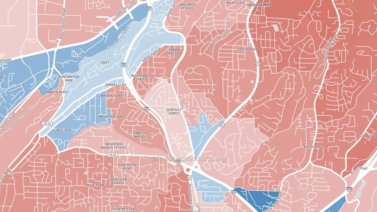 Crossgate, Vestavia Hills, AL block-group political-lean map