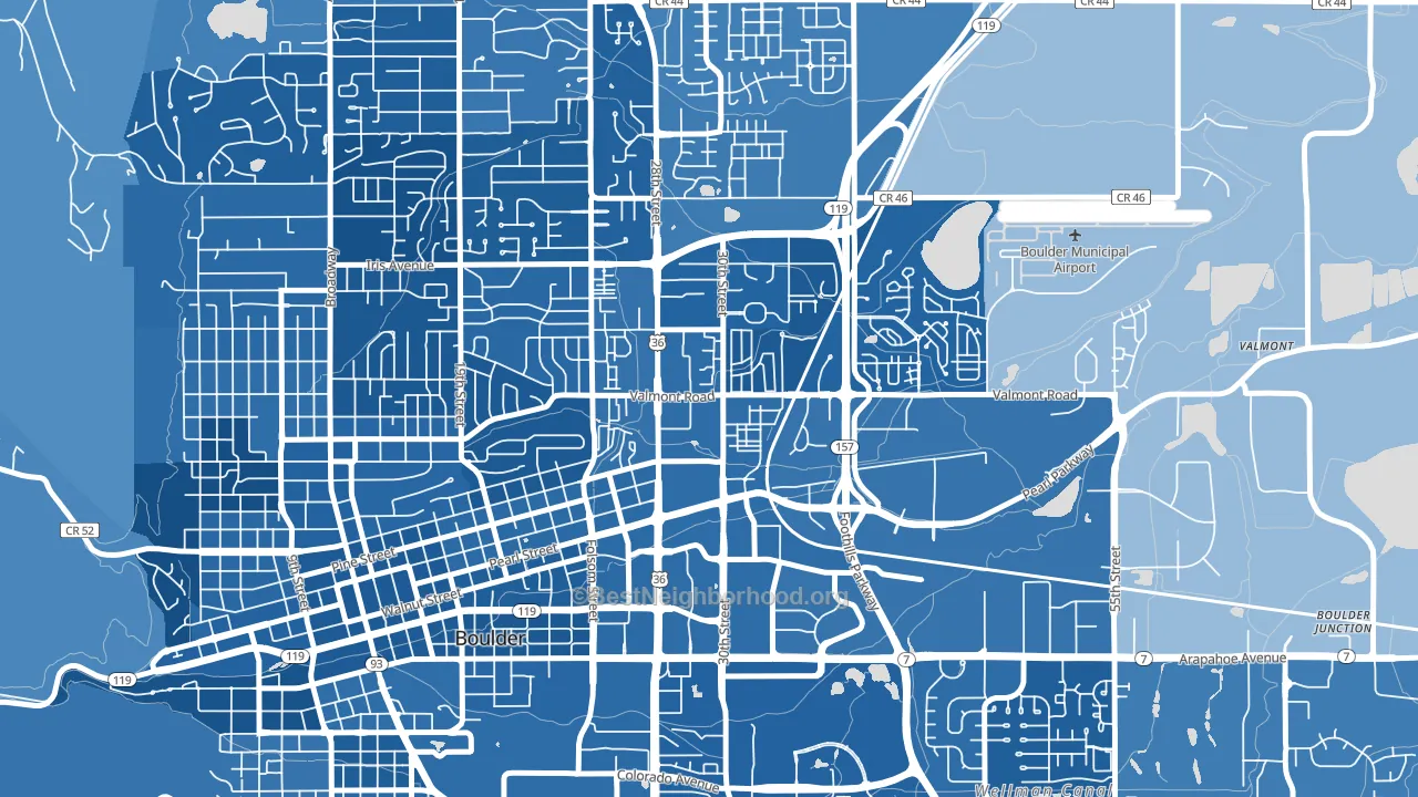 Crossroads, Boulder, CO block-group political-lean map