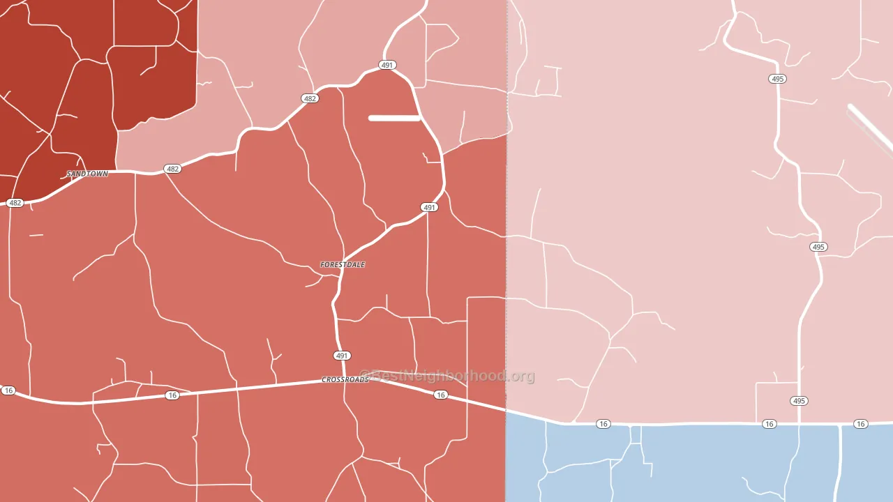 Crossroads, MS block-group political-lean map