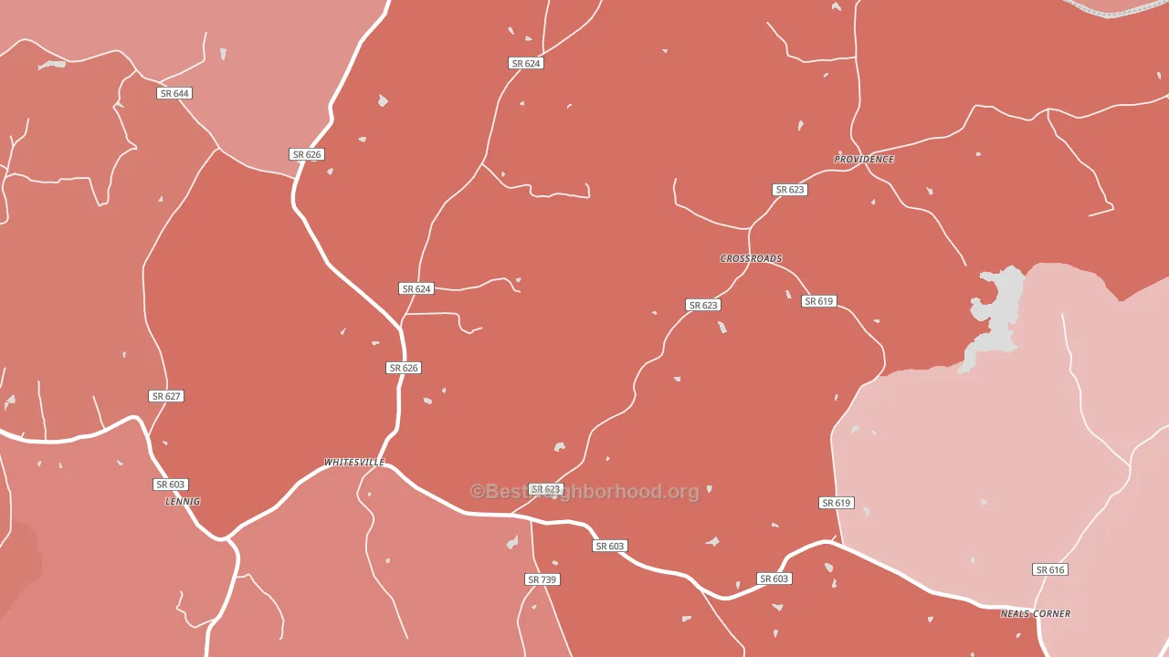 Crossroads, VA block-group political-lean map
