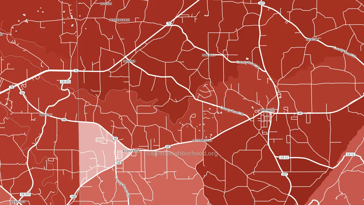 Crossville, AL block-group political-lean map