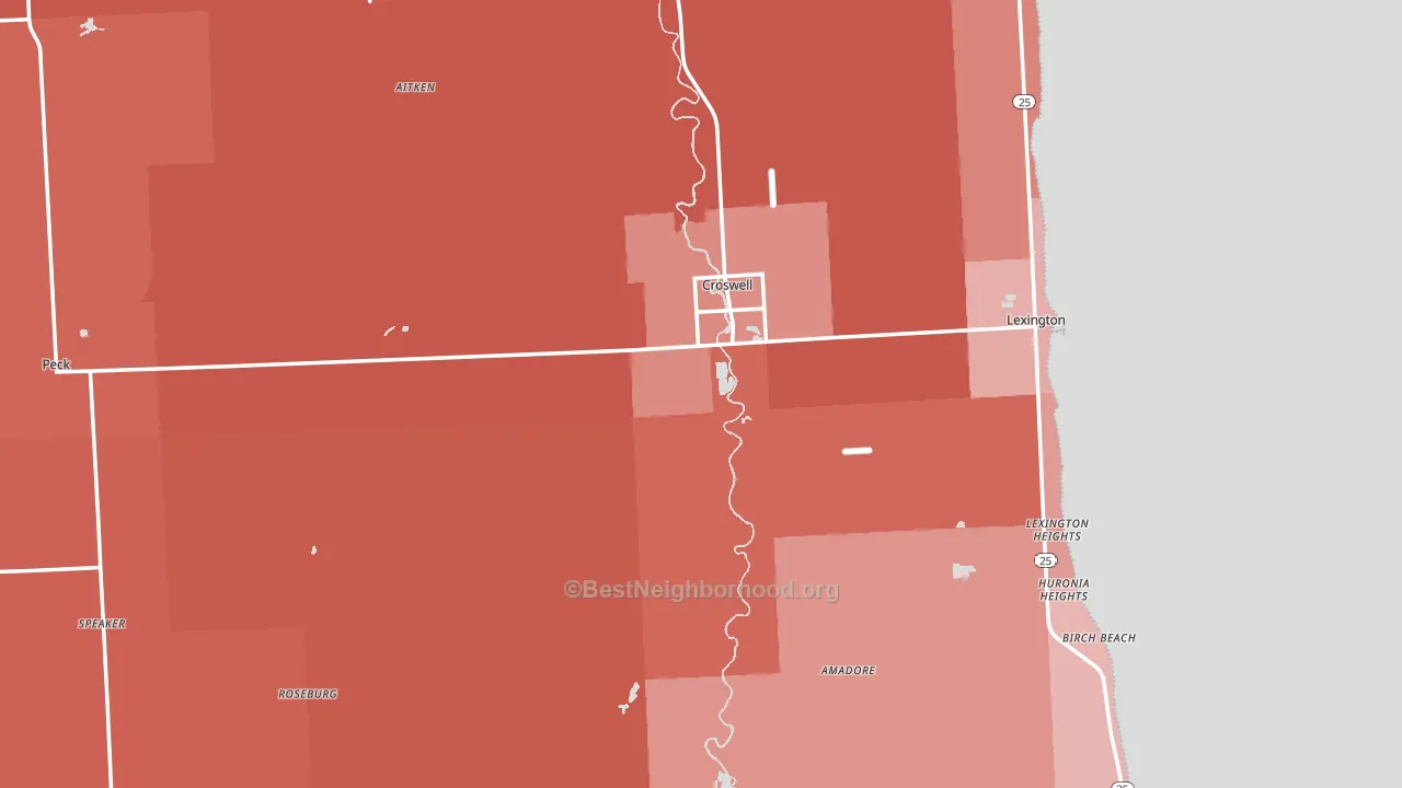Croswell, MI block-group political-lean map