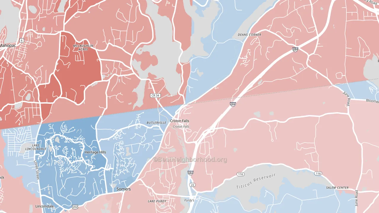Croton Falls, NY block-group political-lean map