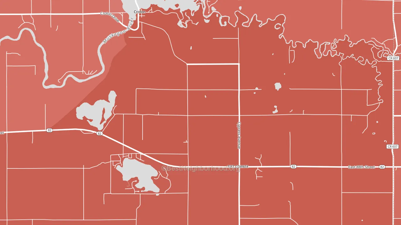 Croton, MI block-group political-lean map