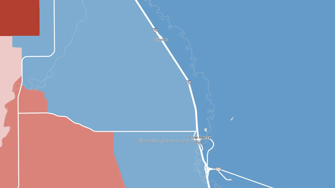 Crow Agency, MT block-group political-lean map