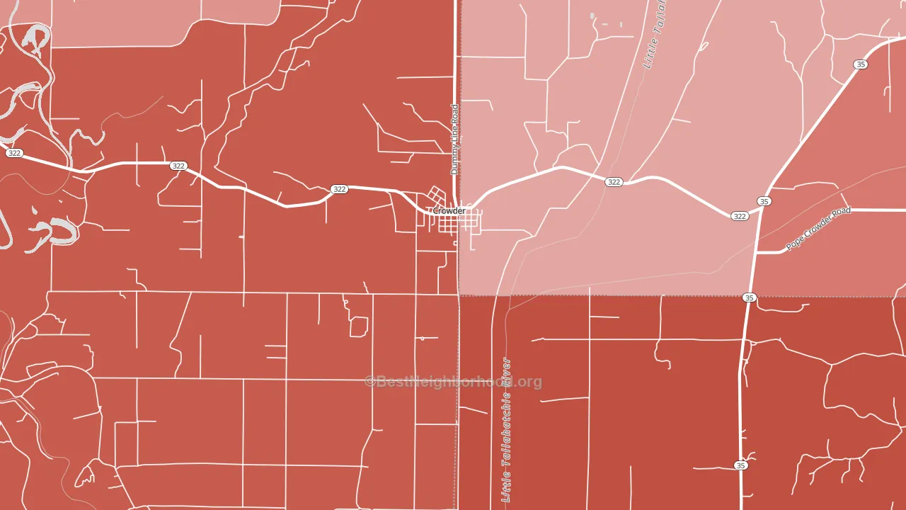 Crowder, MS block-group political-lean map