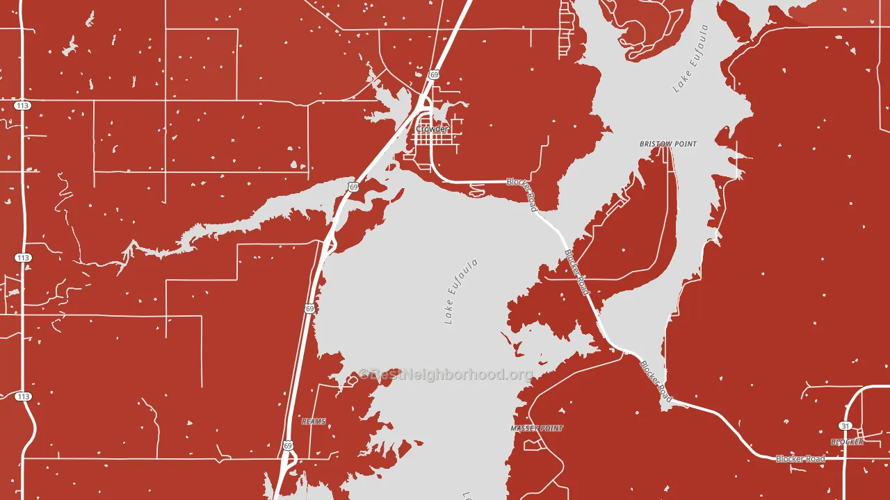 Crowder, OK block-group political-lean map