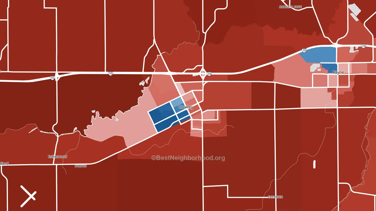 Crowley, LA block-group political-lean map