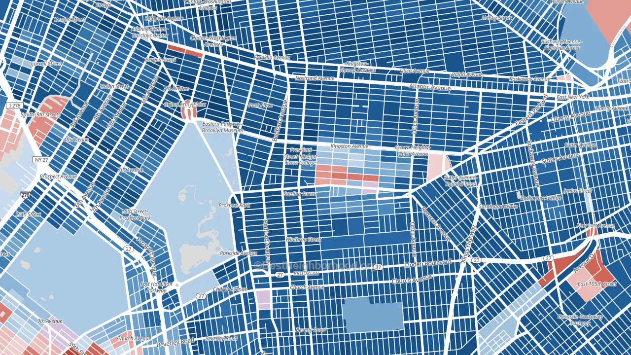 Crown Heights, Brooklyn, NY block-group political-lean map
