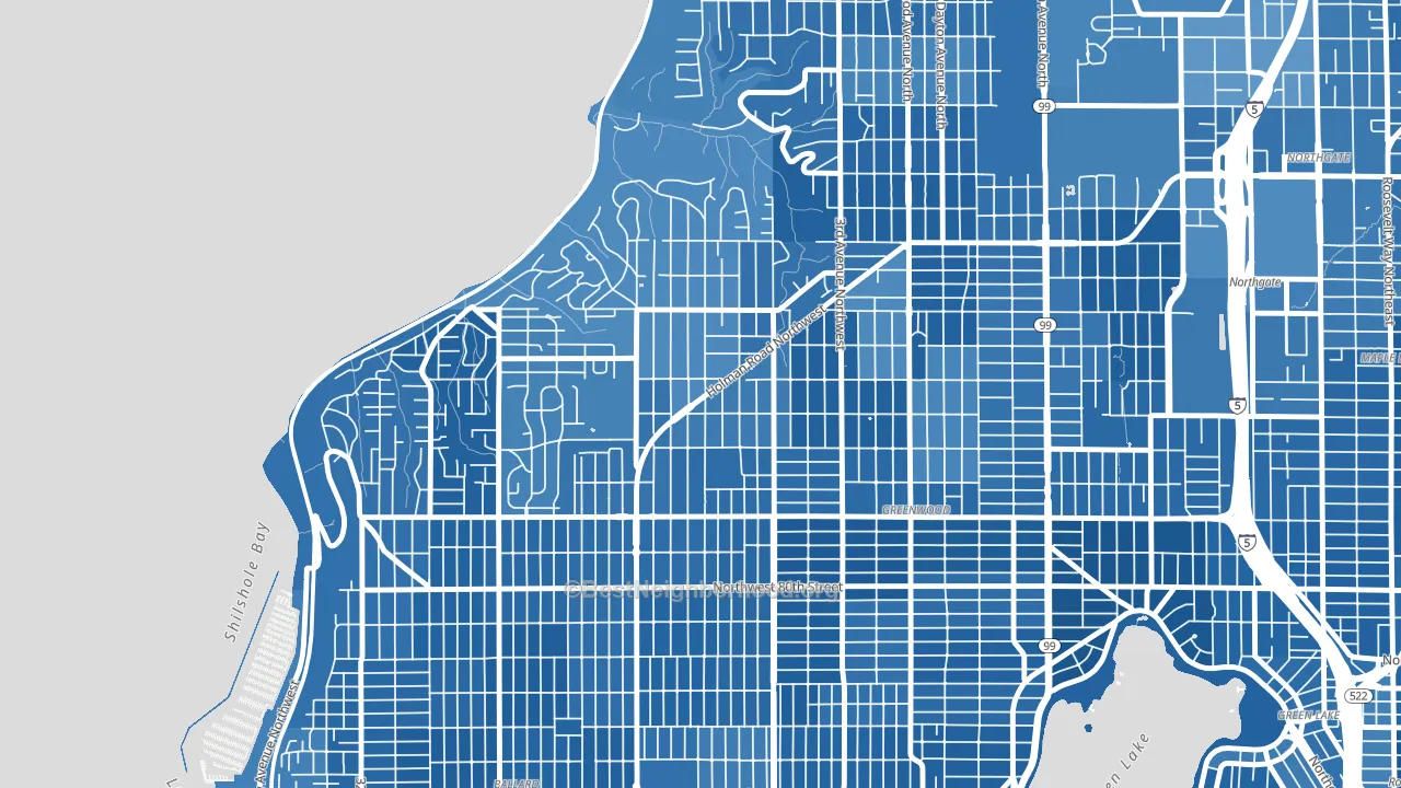 Crown Hill, Seattle, WA block-group political-lean map