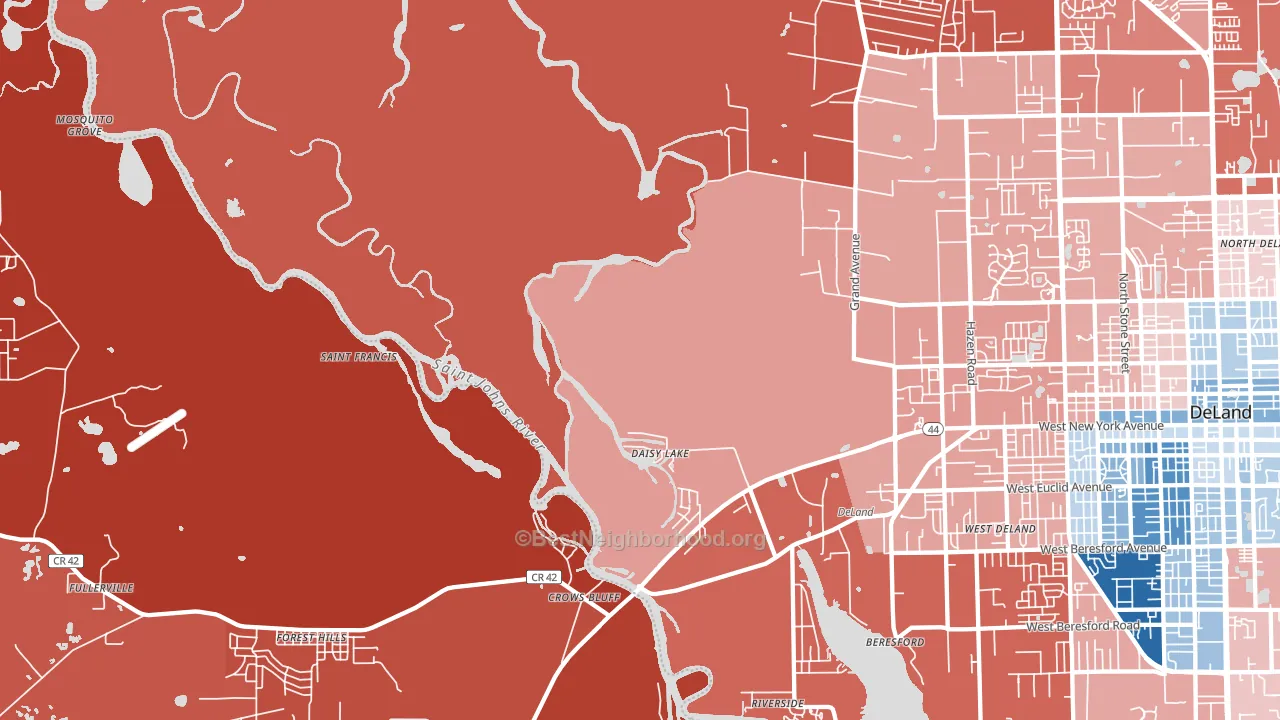Crows Bluff, FL block-group political-lean map
