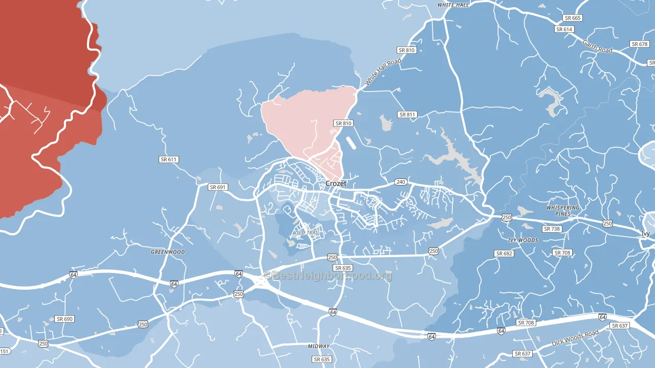 Crozet, VA block-group political-lean map