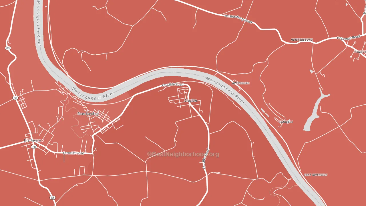 Crucible, PA block-group political-lean map