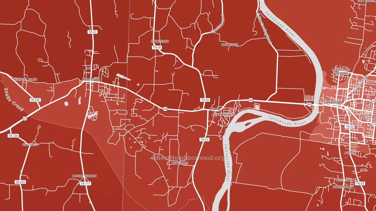 Crump, TN block-group political-lean map