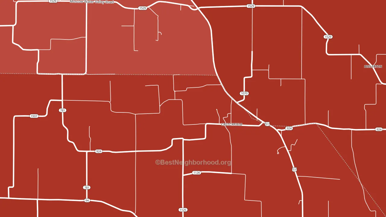 Crutchfield, KY block-group political-lean map