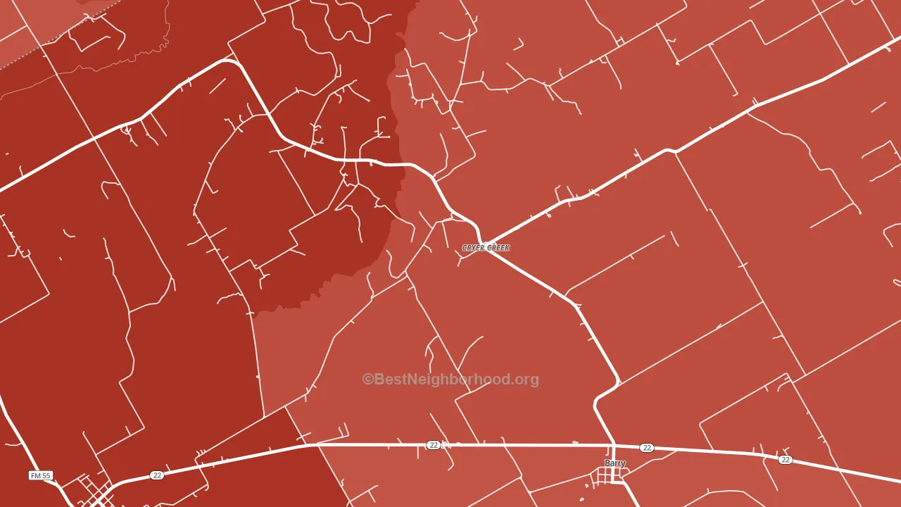 Cryer Creek, TX block-group political-lean map