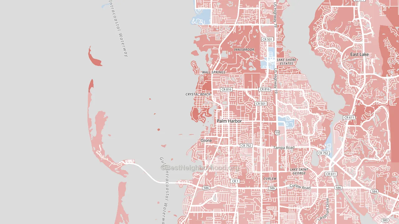 Crystal Beach, FL block-group political-lean map