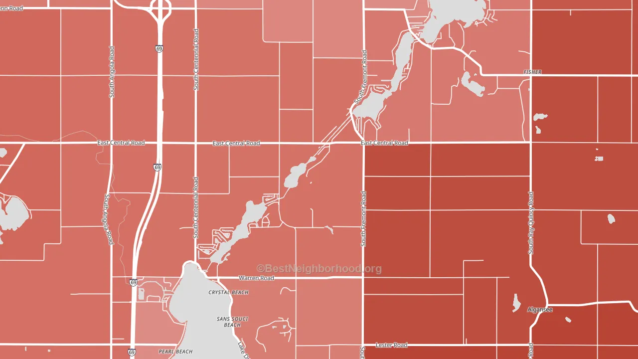 Crystal Beach, MI block-group political-lean map