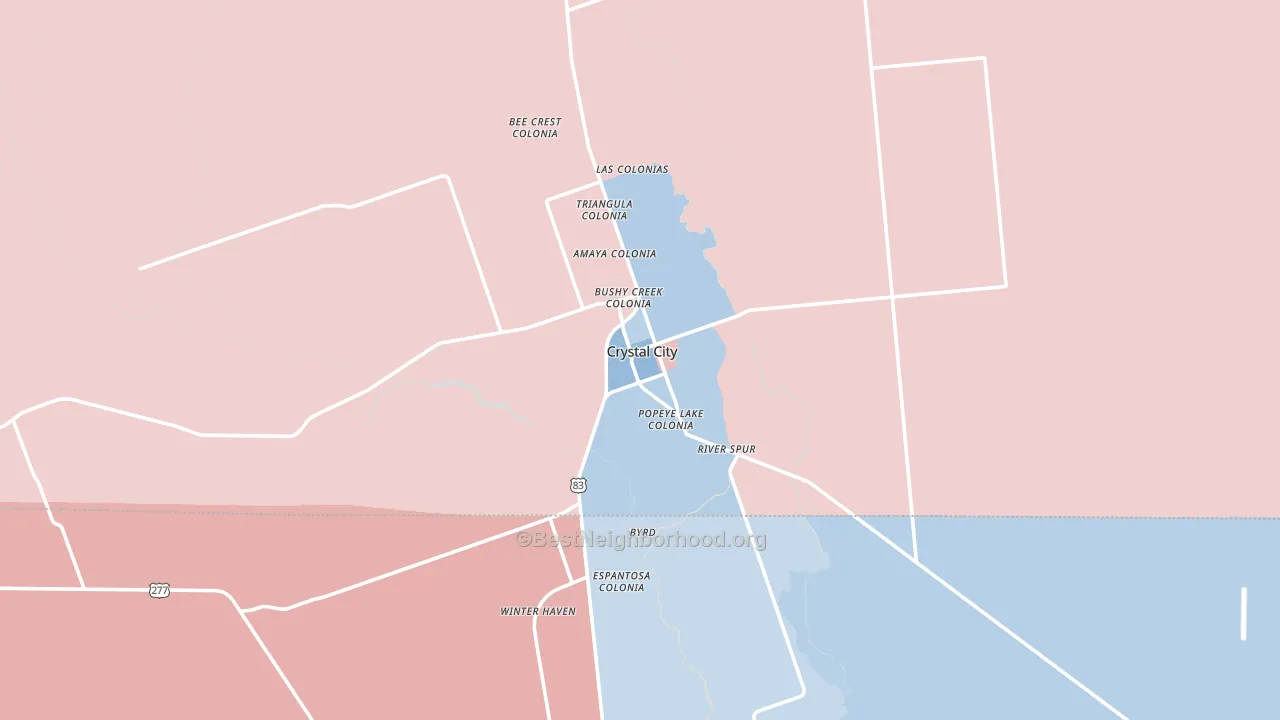 Crystal City, TX block-group political-lean map