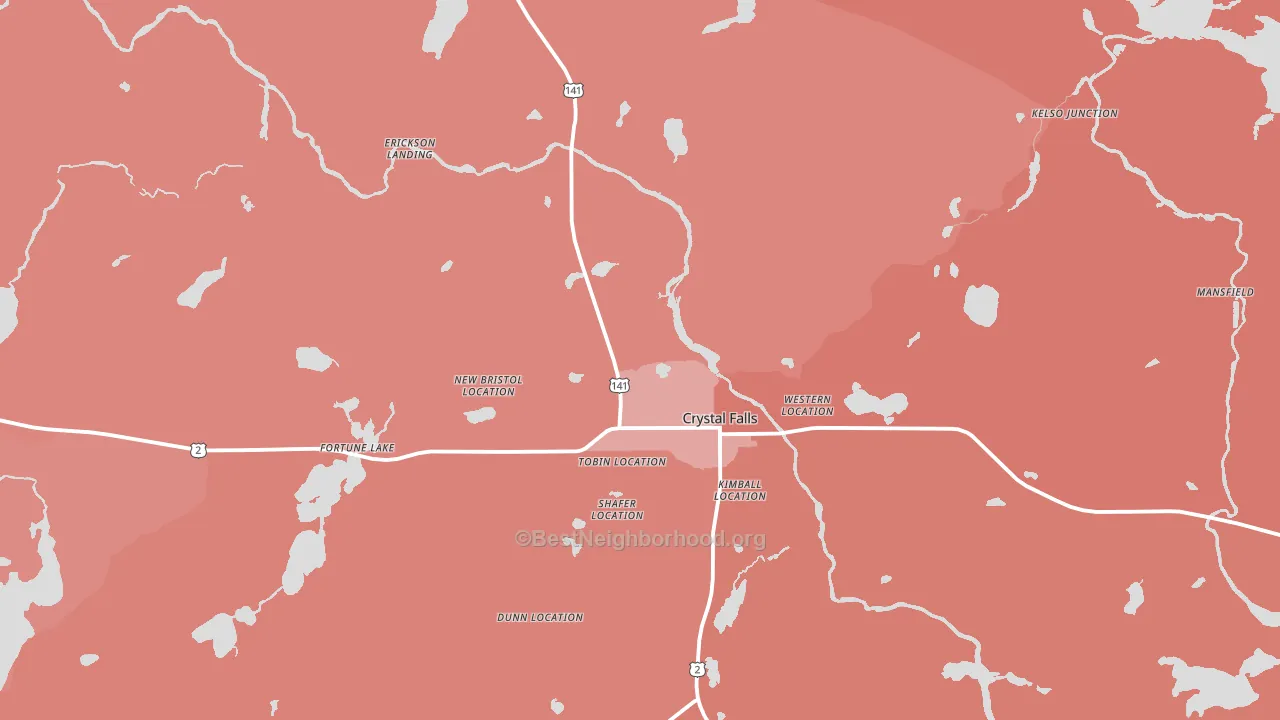 Crystal Falls, MI block-group political-lean map