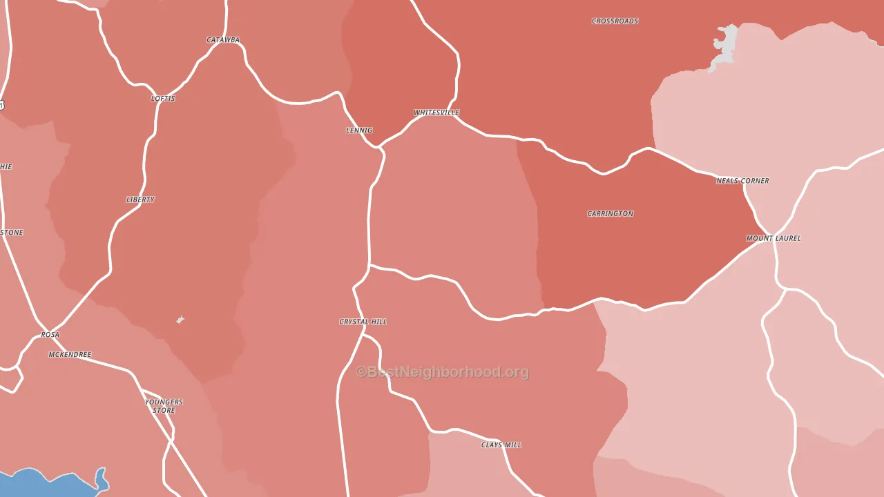 Crystal Hill, VA block-group political-lean map