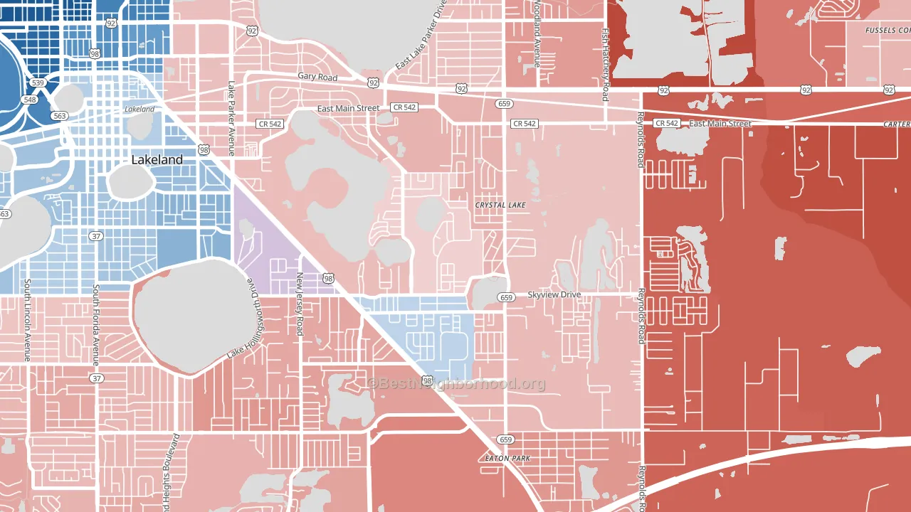 Crystal Lake, FL block-group political-lean map