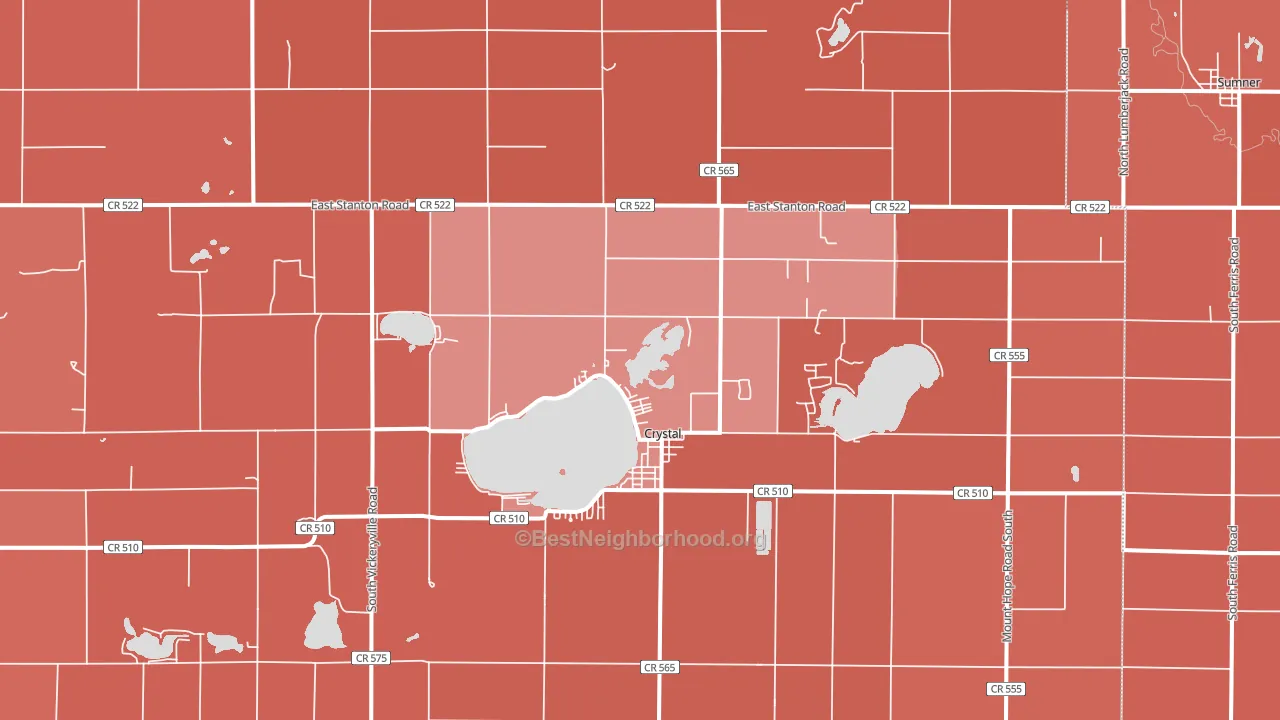 Crystal, MI block-group political-lean map
