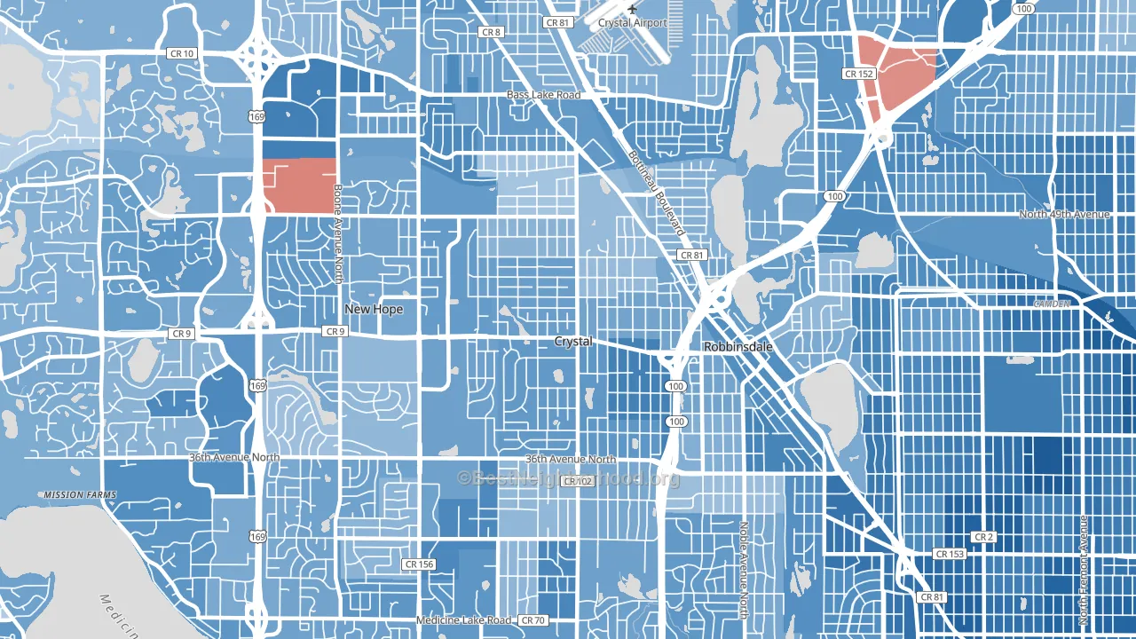 Crystal, MN block-group political-lean map
