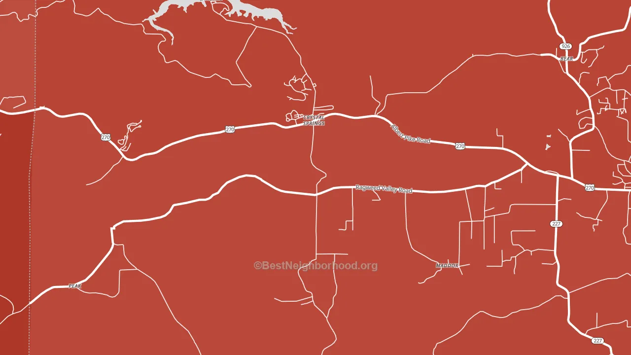 Crystal Springs, AR block-group political-lean map
