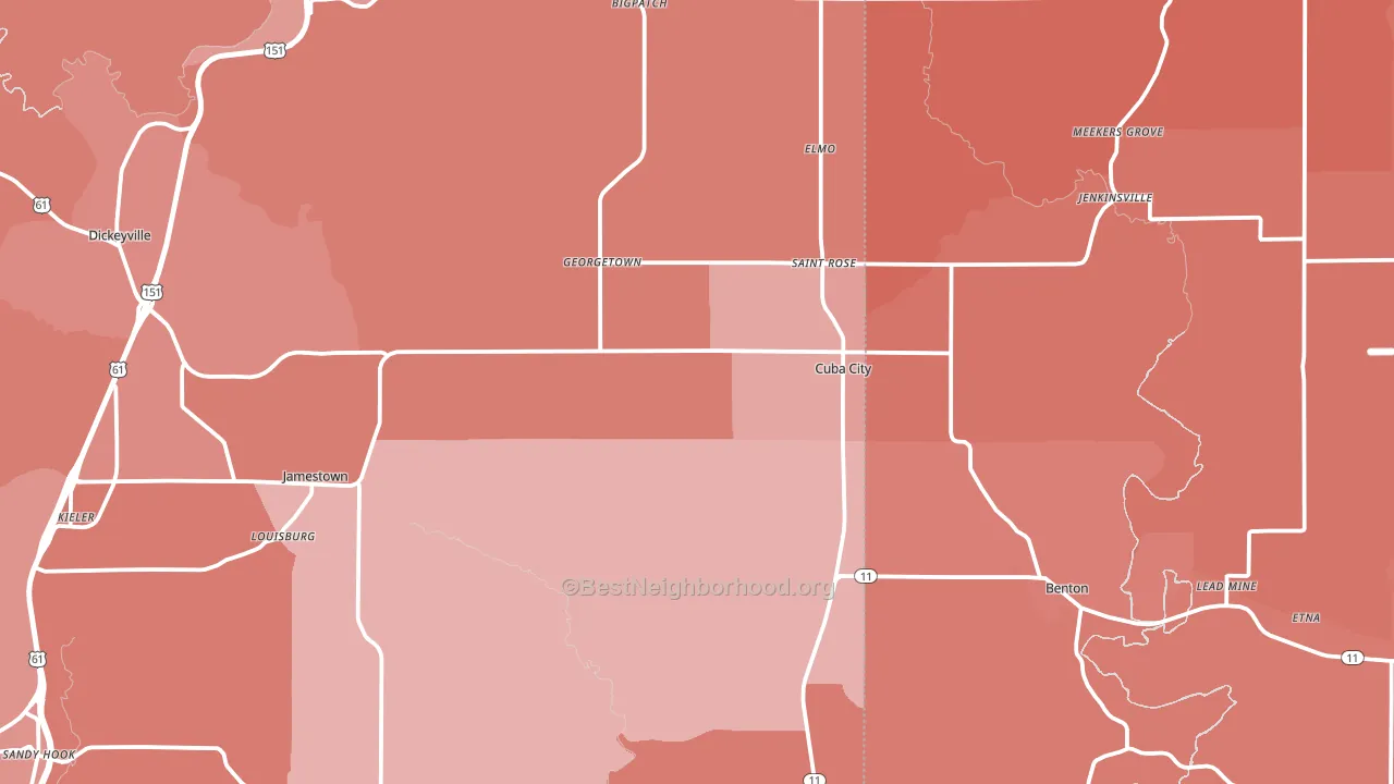 Cuba City, WI block-group political-lean map