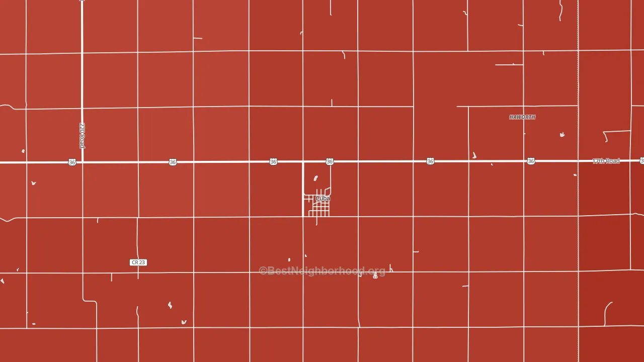 Cuba, KS block-group political-lean map