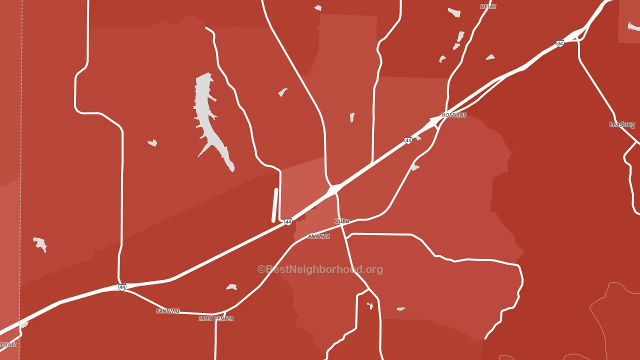 Cuba, MO block-group political-lean map