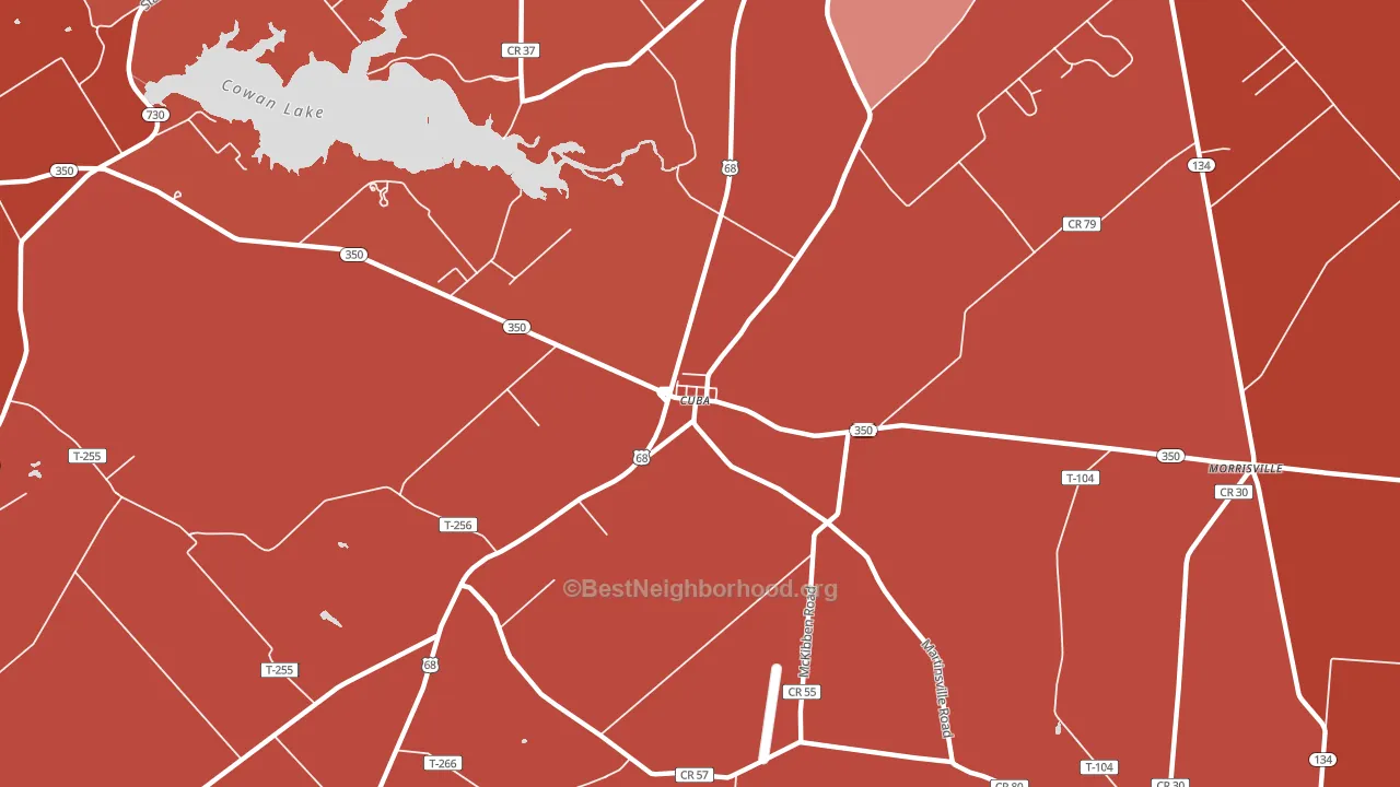 Cuba, OH block-group political-lean map