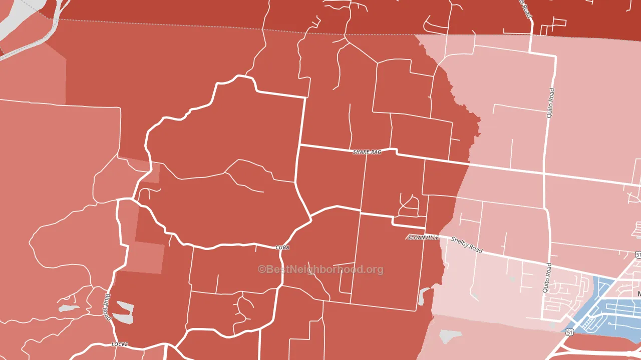 Cuba, TN block-group political-lean map